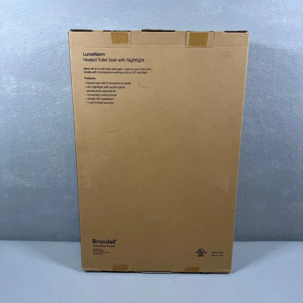 NEW Brondell LumaWarm L60-EW heated nightlight toilet seat - elongated white